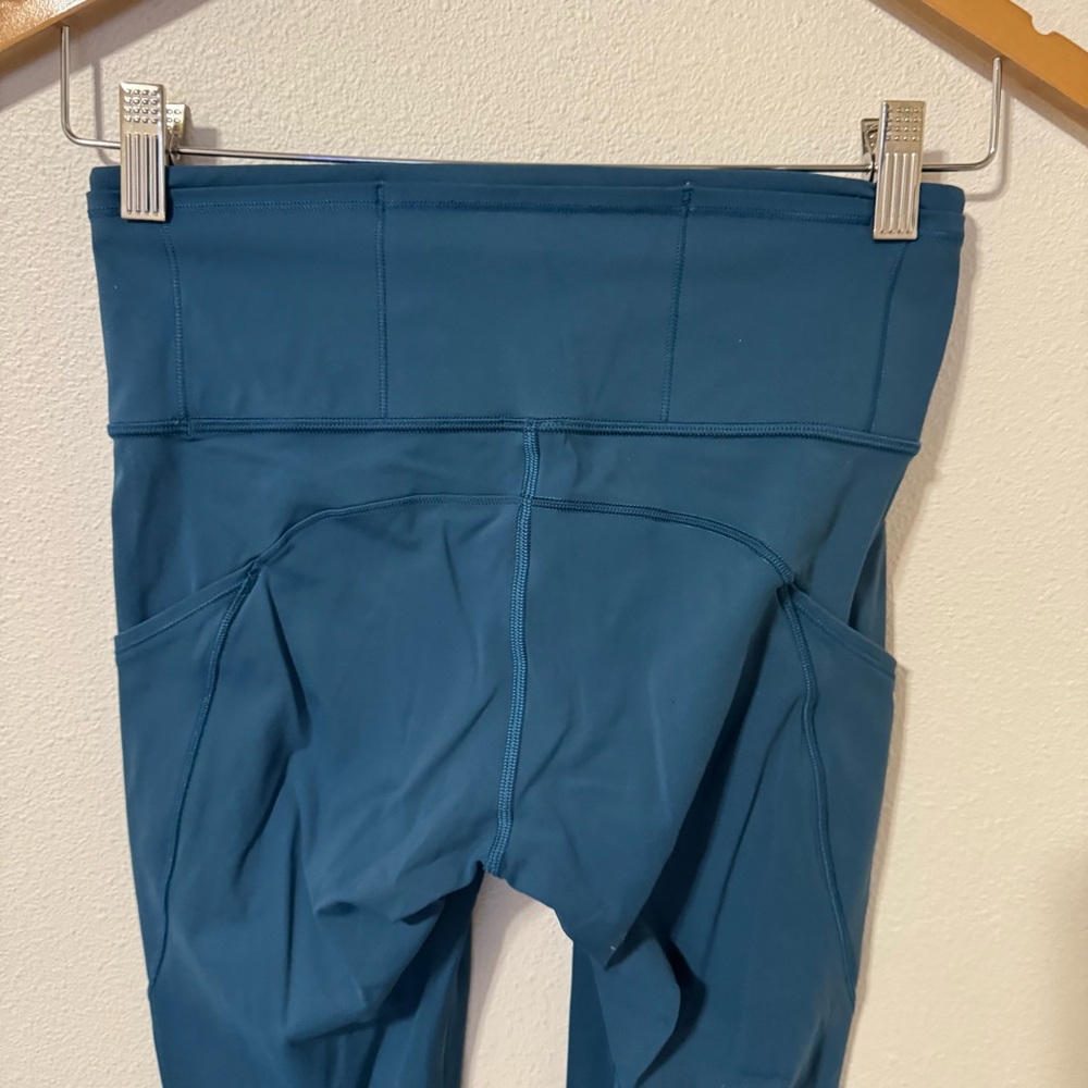 Lululemon Fast & Free 7/8 Tight II Nulux 25" Carbon Blue Pockets Running Gym-6 - Picture 7 of 8